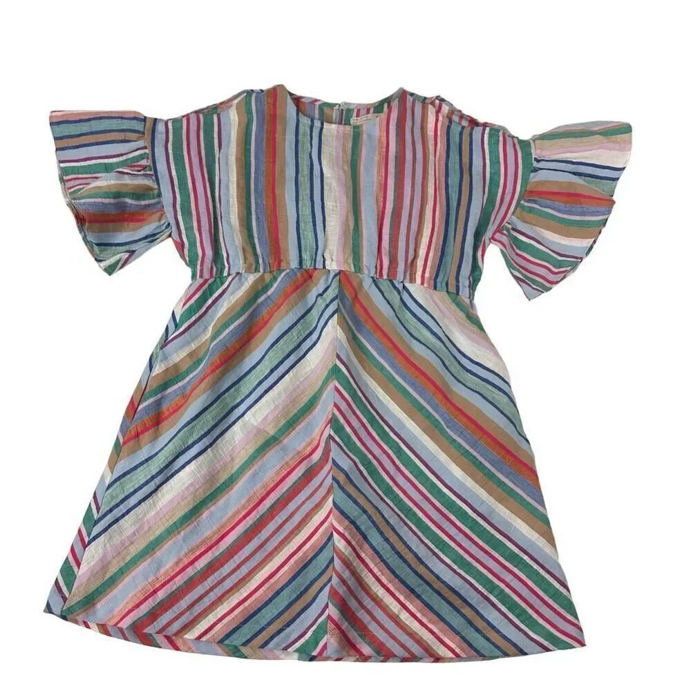 Zara girls striped cold shoulder dress size 8